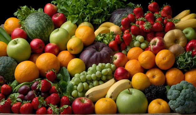 fruits et légumes frais méticuleusement disposés pour mettre en valeur leur beauté et leur abondance naturelles
