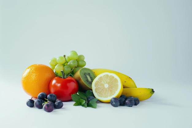 Fruits et légumes isolés sur fond blanc