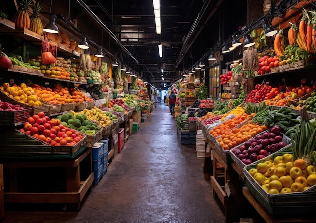 Photo fruits et légumes sur un marché