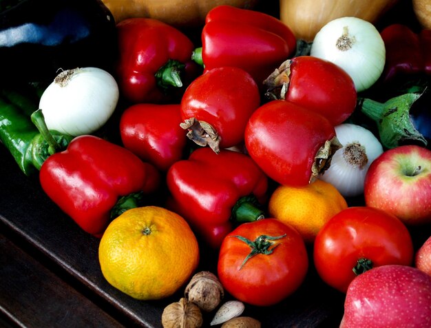 Photo fruits et légumes rouges d'automne