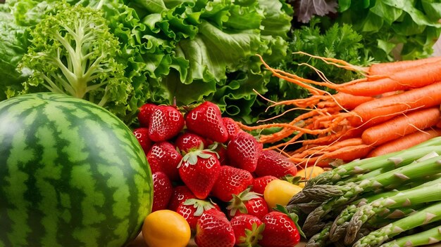 Photo des fruits et légumes sains et savoureux