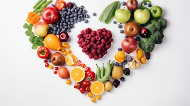 Fruits et légumes sur tableau blanc