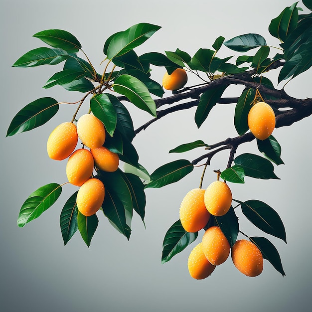 Fruits de mangue réalistes isolés sur fond blanc