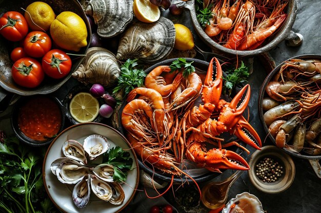 Photo des fruits de mer délicieux sur la table.