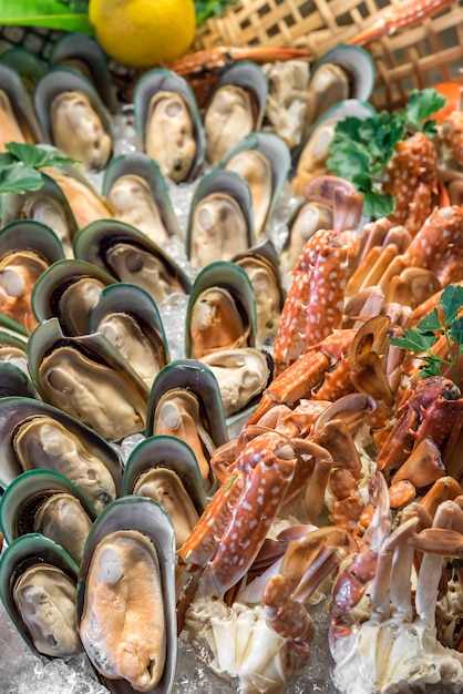 Photo fruits de mer sur glace