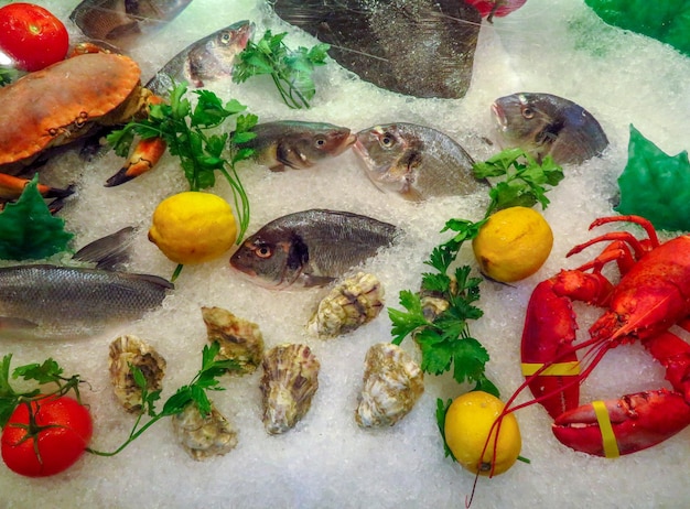 fruits de mer sur glace