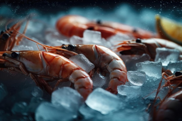 Fruits de mer avec illustration créative de glace générée par l'IA