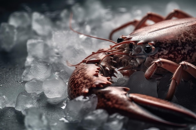 Fruits de mer avec illustration créative de glace générée par l'IA