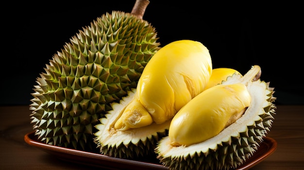 Fruits mûrs durian sur fond blanc