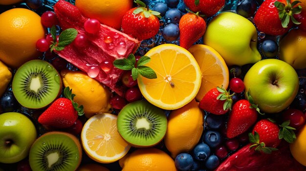 des fruits mûrs juteux aux couleurs vives reflètent un été sain