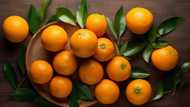 fruits d'orange frais avec feuilles