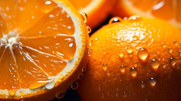 Fruits d'oranges fraîches IA génératives avec gouttelettes d'eau isolées sur fond blanc avec clipping p