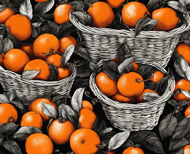 Fruits oranges mûrs et appétissants dans un panier débordant