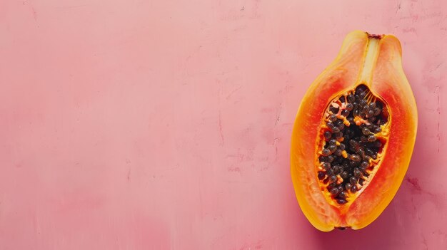 Photo fruits de papaye vue de haut sur le fond pastel