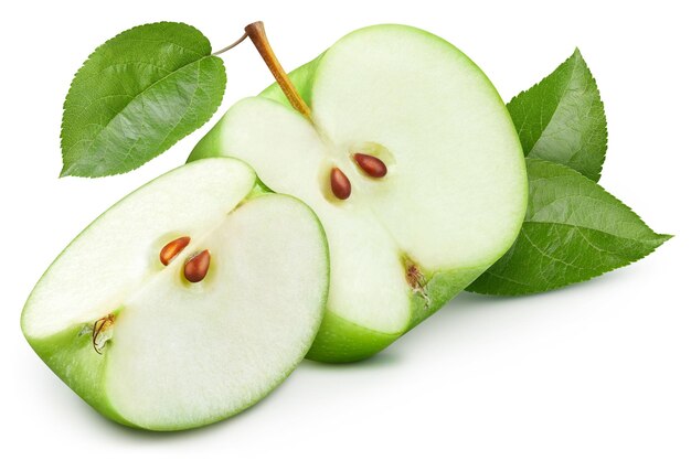 Fruits pomme verte isolés sur fond blanc Pomme isolée avec chemin de détourage Retouche haut de gamme