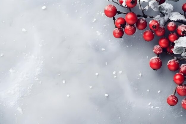 Fruits rouges dans l'étreinte de l'hiver