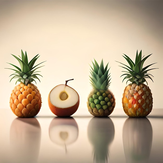 Fruits sains d'ananas et merveilleux jus d'ananas