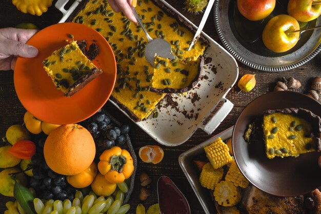 Fruits de tarte à la citrouille au chocolat américain Thanksgiving Day