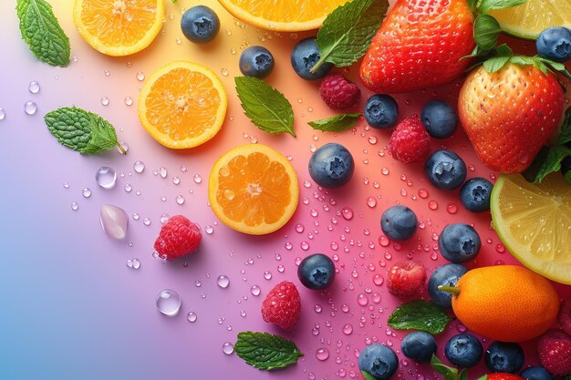 Des fruits tropicaux amusants et colorés sur le thème de la photographie professionnelle