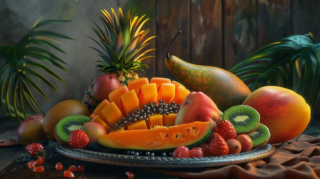 Des fruits tropicaux exotiques délicieux