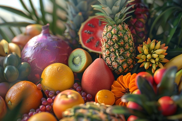 Des fruits tropicaux exotiques en gros plan