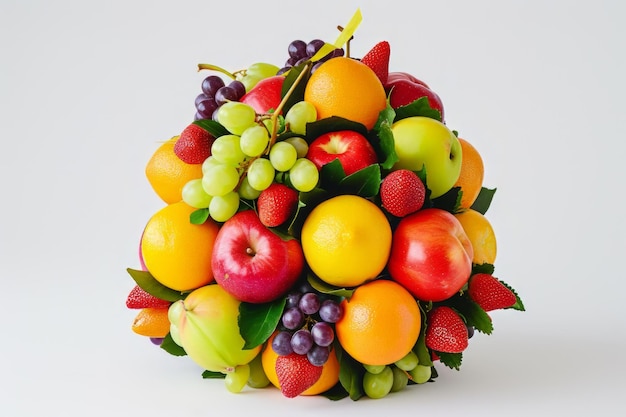 Des fruits variés disposés en pyramide