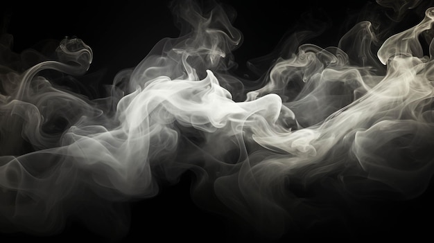 Photo fumée blanche transparente sur fond noir