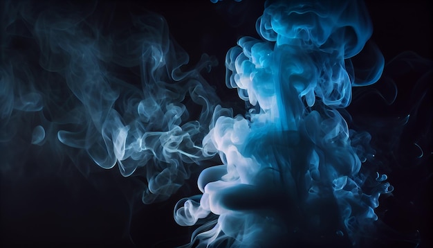 Fumée bleue et rose sur fond noir Fond de la fumée de vapegenerative ai