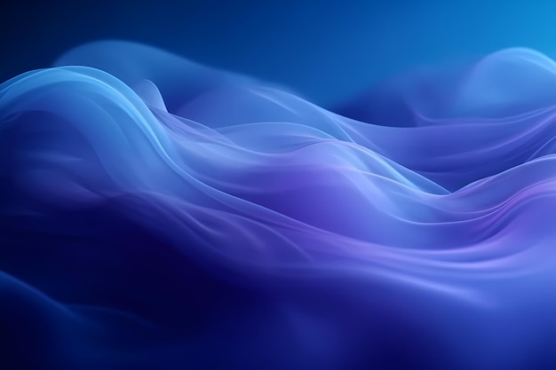 Fumée bleue et violette abstraite sur fond bleu AI générative