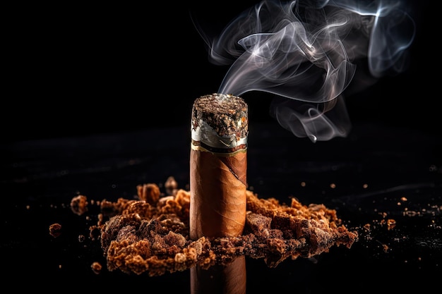 Fumée de cigare isolée sur fond noir