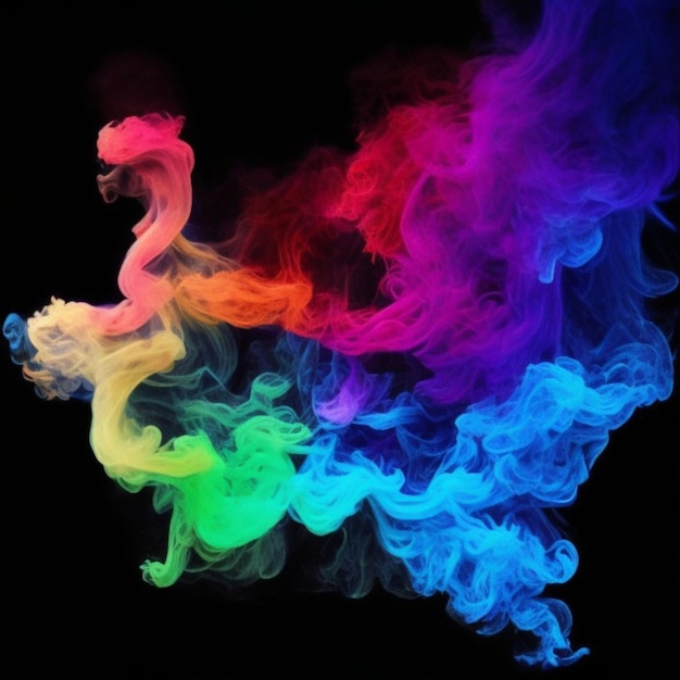 La fumée est une illustration 3D colorée à fond noir.