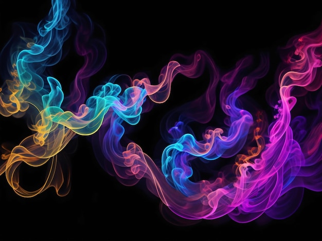La fumée liquide colorée dans la lumière rayonnante