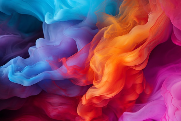 Fumée multicolore colorée abstraite répandant un fond clair AI générative