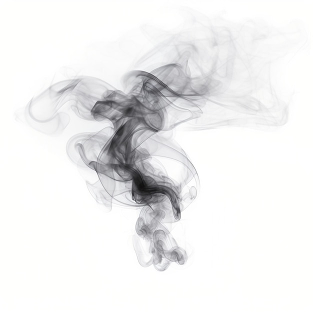 Fumée noire isolée sur fond blanc