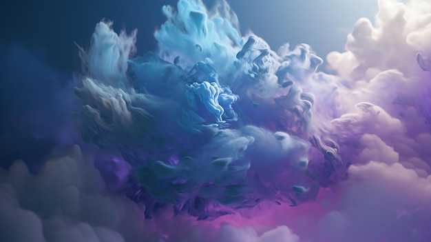 Fumée de nuages violet bleu coloré abstrait avec des nuages de fumée