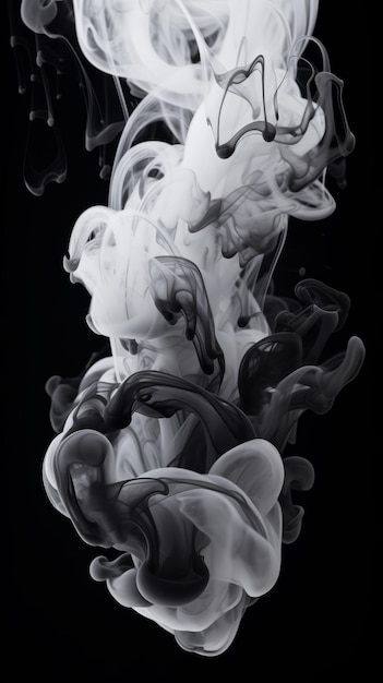 La fumée de la peinture Un magnifique et psychédélique voyage artistique en noir et blanc en monochrome abstrait