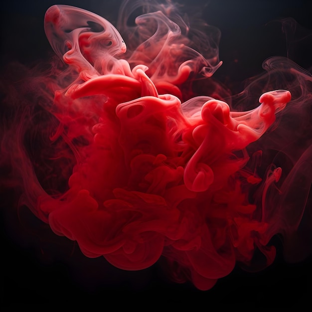 Fumée rouge abstraite isolée sur fond noir Élément de conception pour brochure publicitaire dépliant