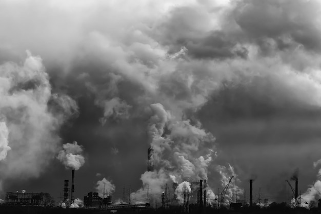 fumée de tuyau d'usine fond gris abstrait, pollution au co2