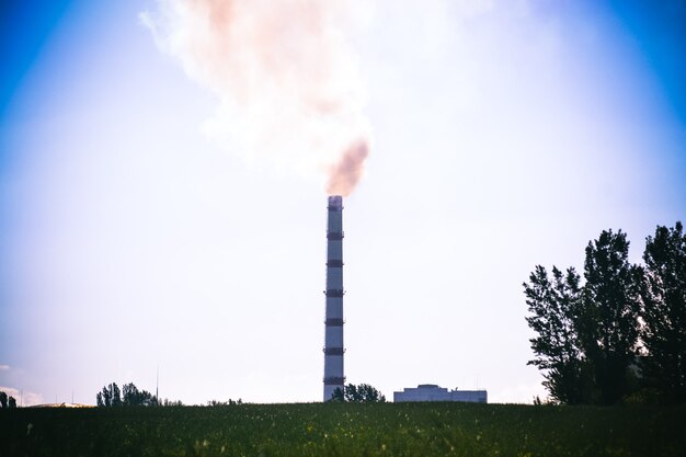 Fumée d'usine de tuyau dans le domaine