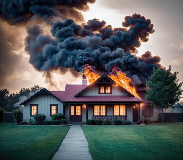 Photo fumoir dans la forêt le village le ciel un feu rouge un grand un petit