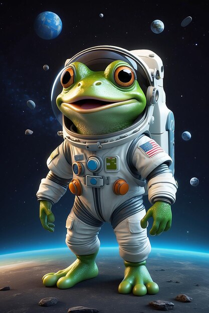 Le fun 3D du dessin animé Frog Astronaut