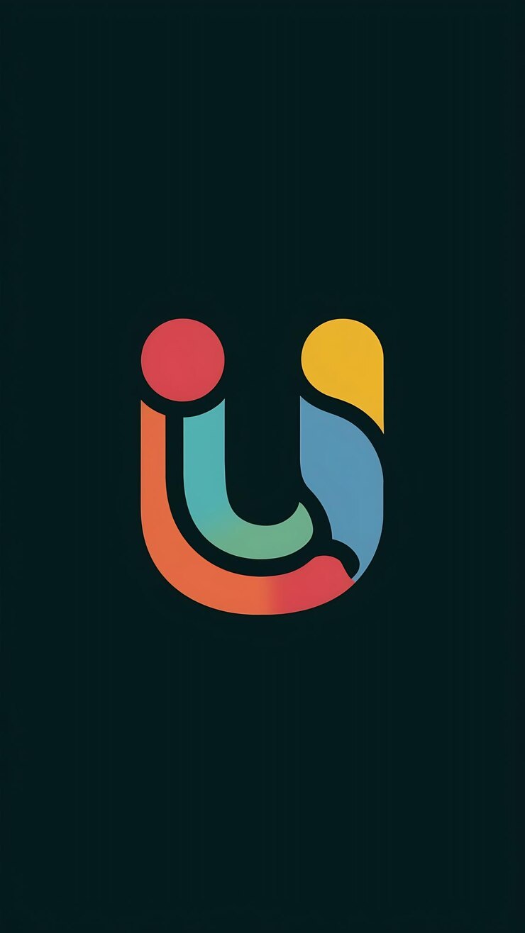 Photo fun forme abstraite colorée u lettre logo icône signe vecteur design