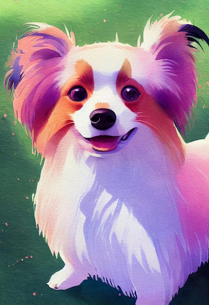 Funny adorable portrait portrait de mignon chien doggy papillon chiot de race debout face à l'avant lookin