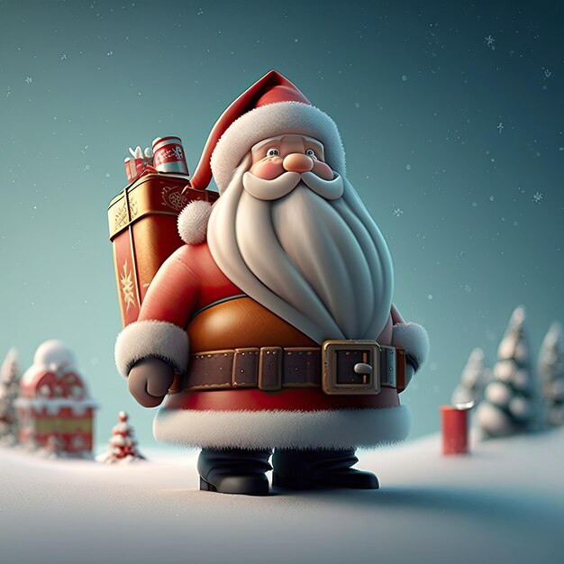 Funny Santa Claus livrant des cadeaux à Noël Generative AI