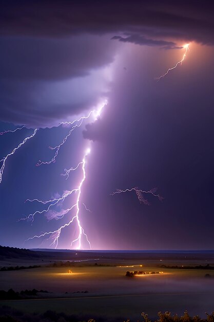 La fureur de la nuit Un paysage au néon au milieu des montagnes rocheuses et des tempêtes orageuses