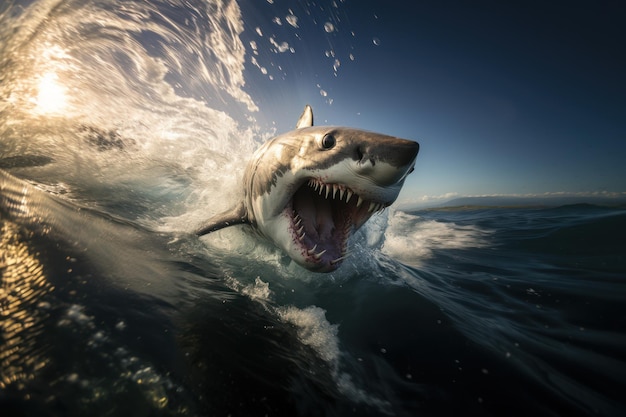 Furious Predator Angry Shark dans l'océan Generative Ai