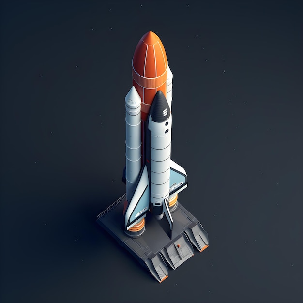 Une fusée blanche et orange