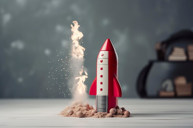 Photo la fusée jouet décolle des affaires et finance le concept de réussite ai generative