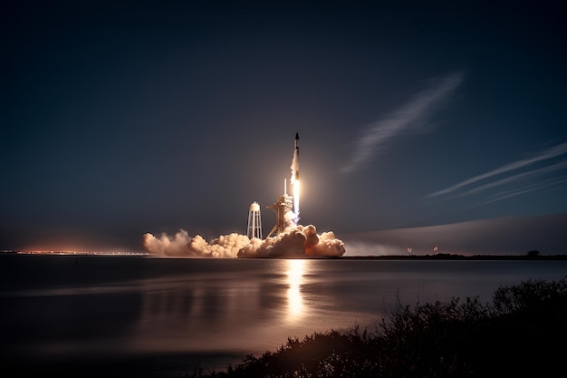 Une fusée avec les mots spacex dessus