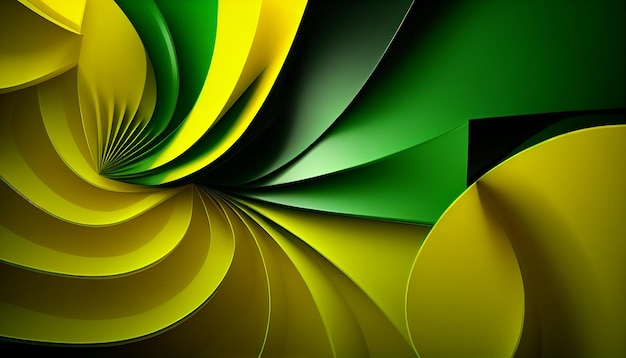 Fusion abstraite explorant un fond dynamique vert et jaune